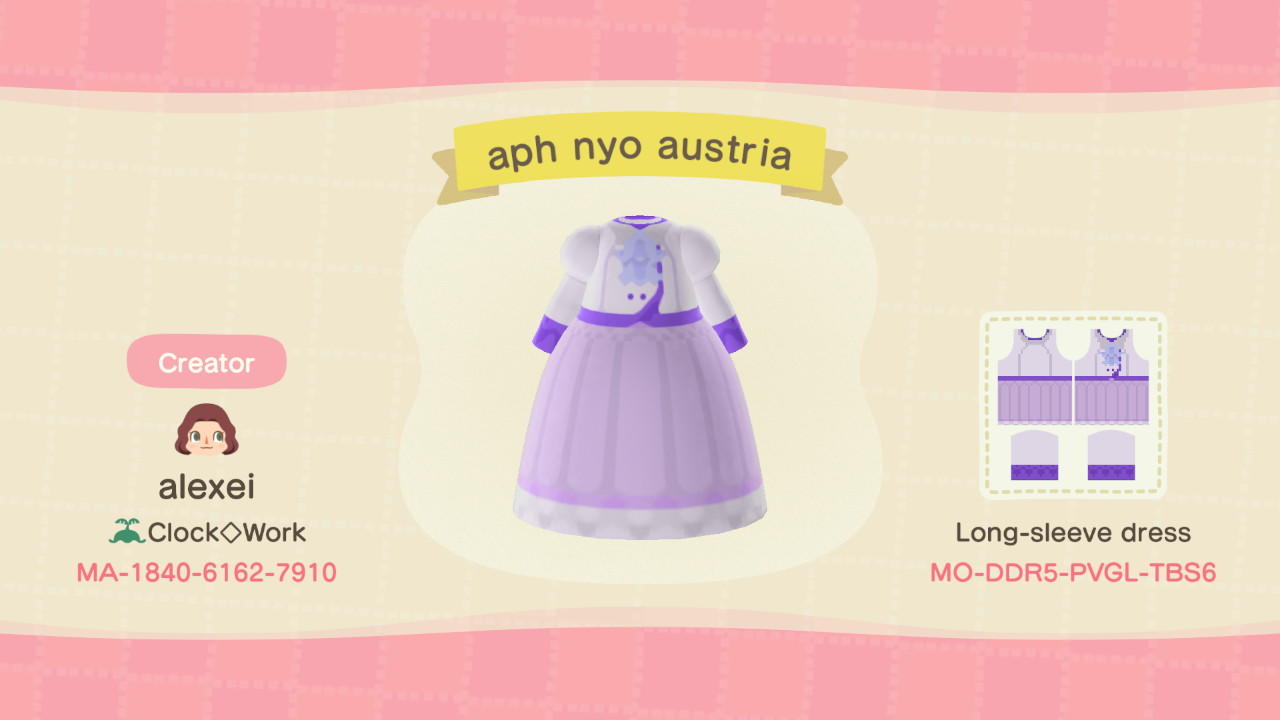 Animal Crossing Design Code: MO-DDR5-PVGL-TBS6 aph nyo austria