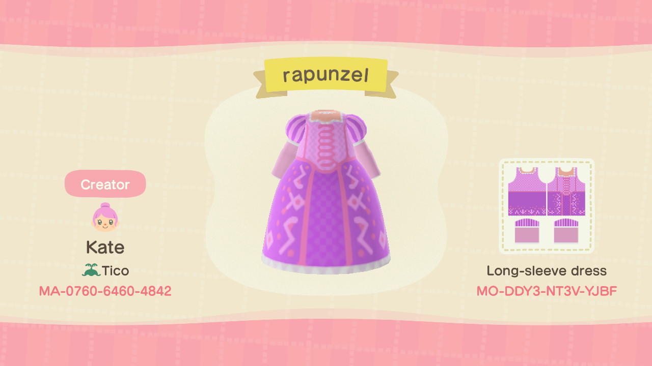 Animal Crossing Design Code: MO-DDY3-NT3V-YJBF rapunzel