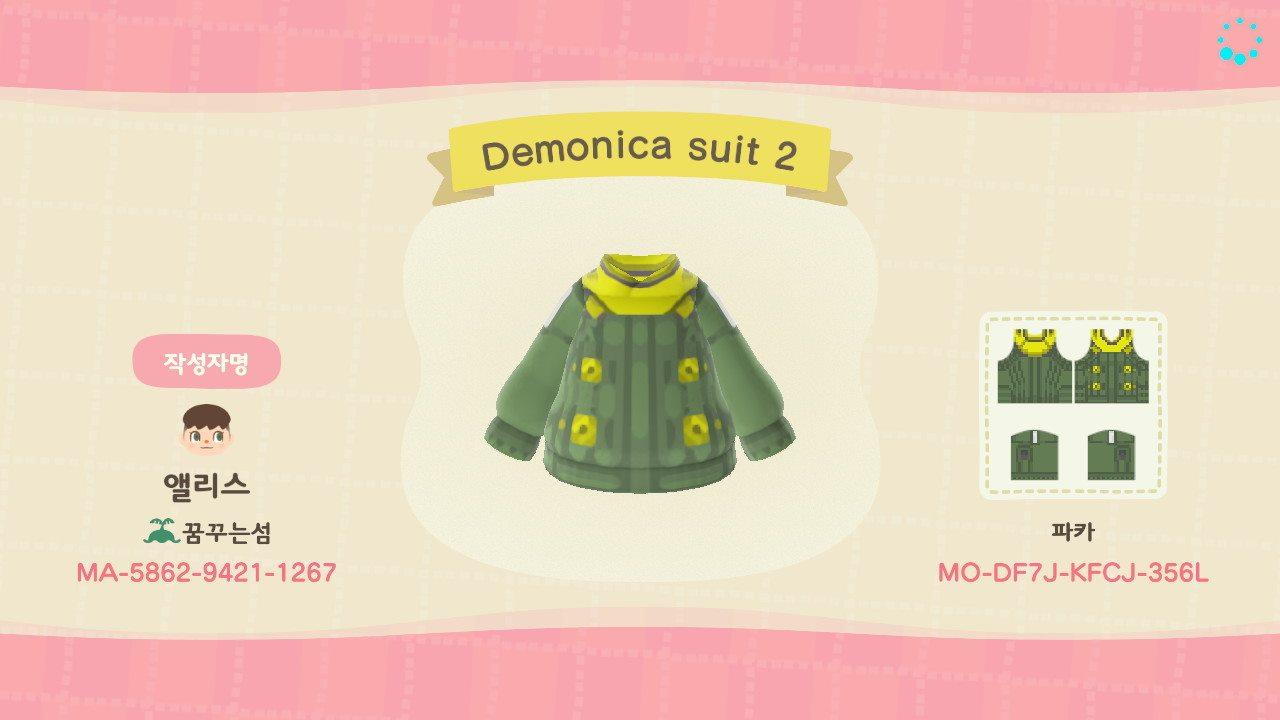 Animal Crossing Design Code: MO-DF7J-KFCJ-356L Demonica suit
