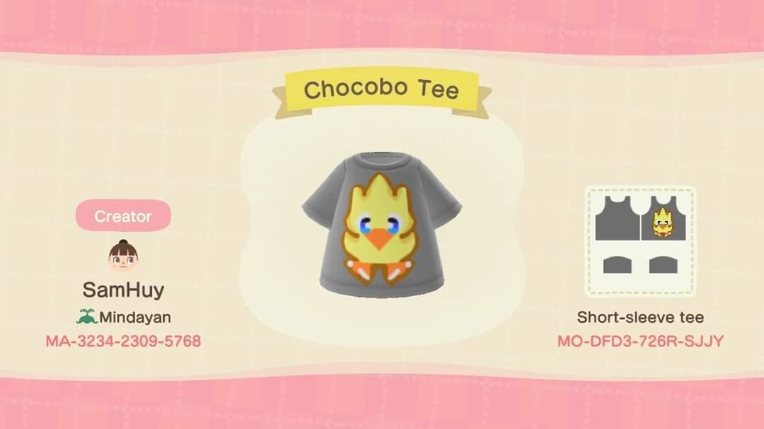 Animal Crossing Design Code: MO-DFD3-726R-SJJY Chocobo Tee