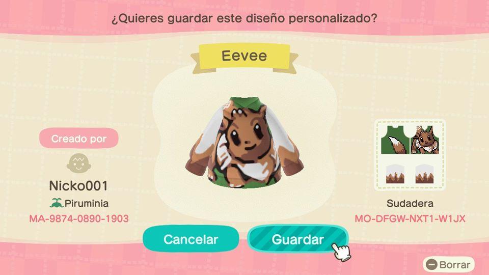 Animal Crossing Design Code: MO-DFGW-NXT1-W1JX Eevee
