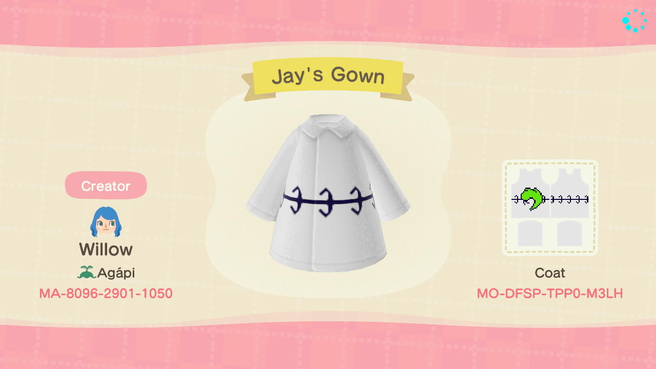 Animal Crossing Design Code: MO-DFSP-TPP0-M3LH Jay&#39;s Gown
