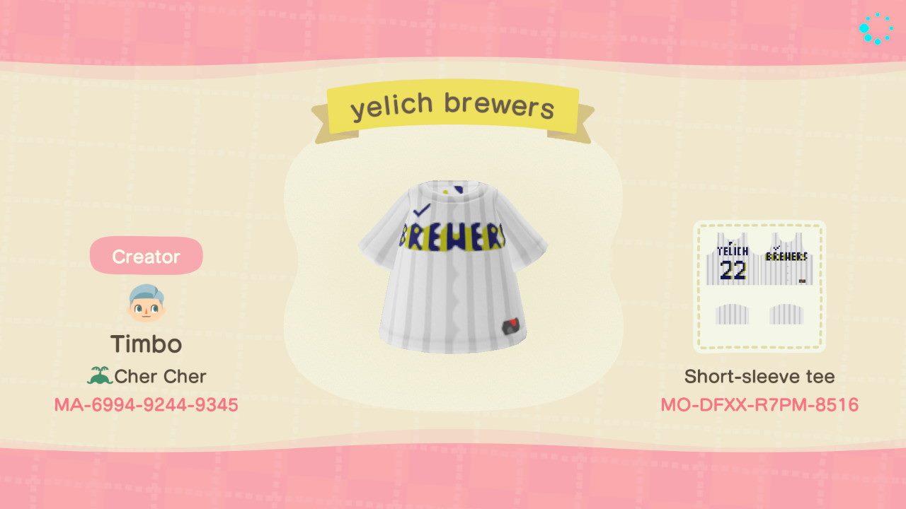 Animal Crossing Design Code: MO-DFXX-R7PM-8516 MIL BREWERS YELICH