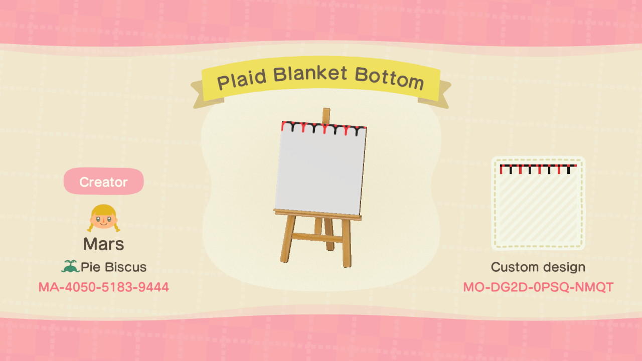 Animal Crossing Design Code: MO-DG2D-0PSQ-NMQT Plaid Blanket Bottom