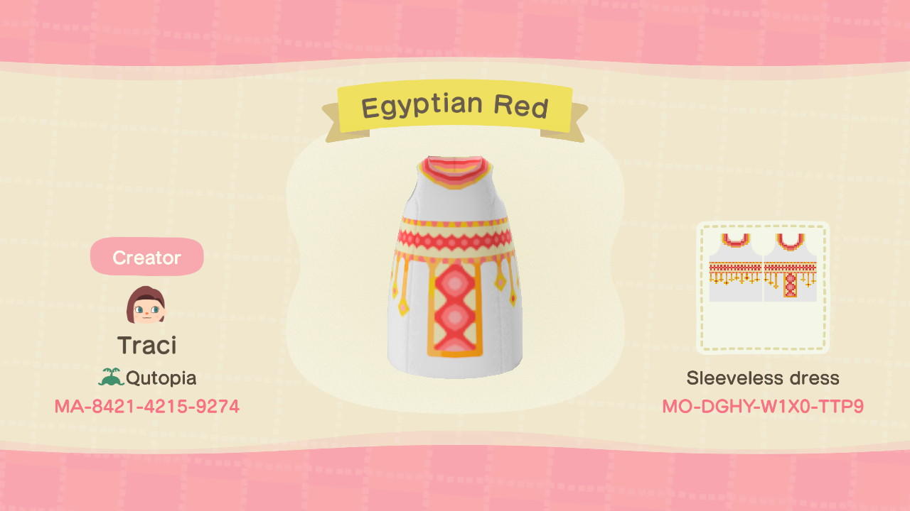 Animal Crossing Design Code: MO-DGHY-W1X0-TTP9 Egyptian Red
