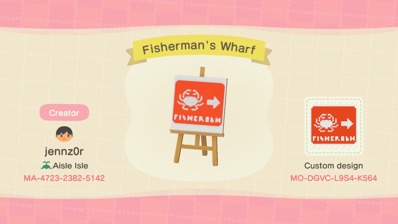 Animal Crossing Design Code: MO-DGVC-L9S4-K564 SF Fishermans Wharf