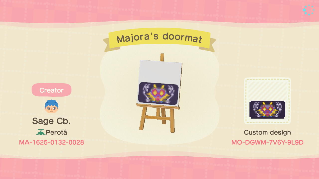 Animal Crossing Design Code: MO-DGWM-7V6Y-9L9D Majora&#39;s doormat