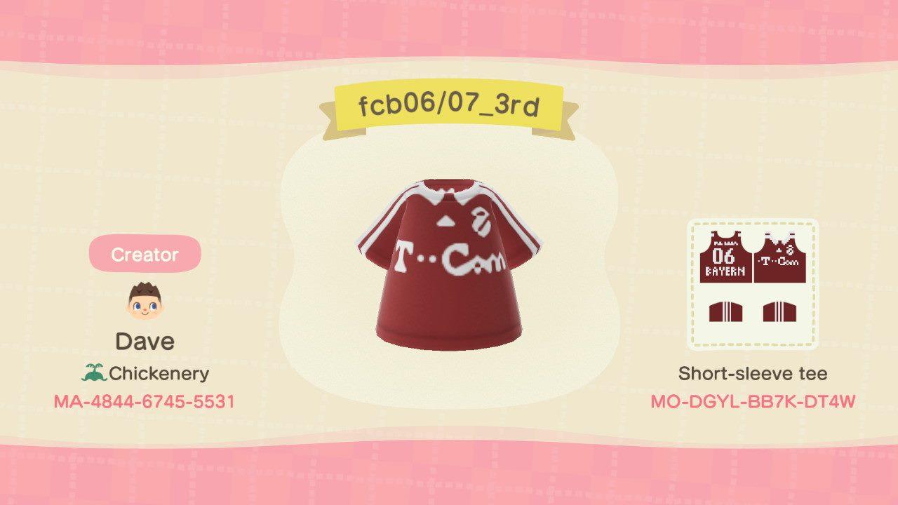Animal Crossing Design Code: MO-DGYL-BB7K-DT4W FC Bayern 06/07 3rd