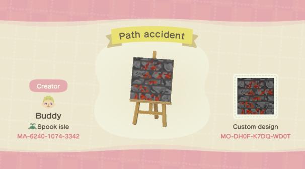 Animal Crossing Design Code: MO-DH0F-K7DQ-WD0T Path Accident