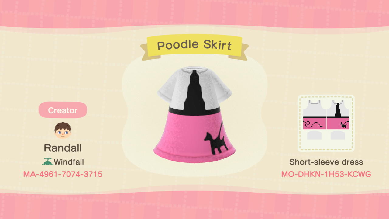 Animal Crossing Design Code: MO-DHKN-1H53-KCWG Poodle Skirt