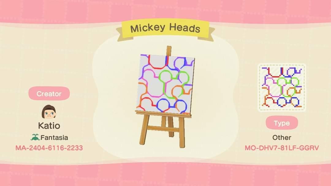 Animal Crossing Design Code: MO-DHV7-81LF-GGRV Mickey Heads
