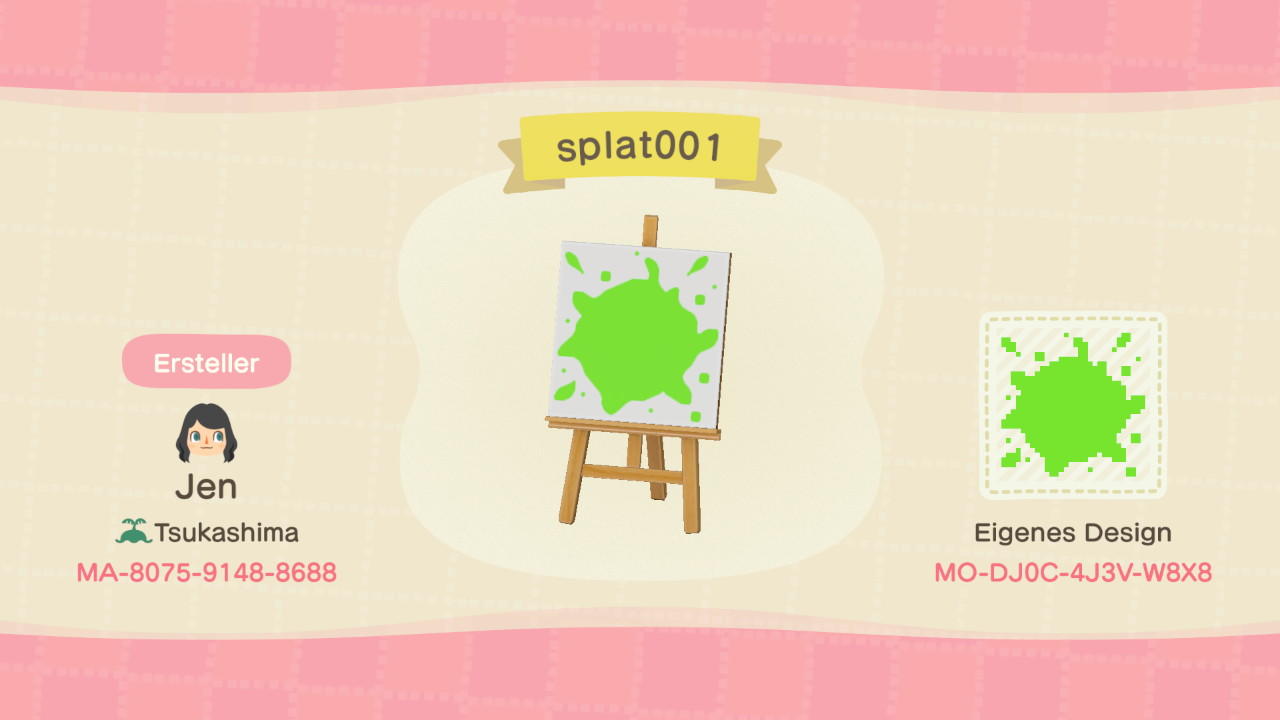 Animal Crossing Design Code: MO-DJ0C-4J3V-W8X8 Color splat green