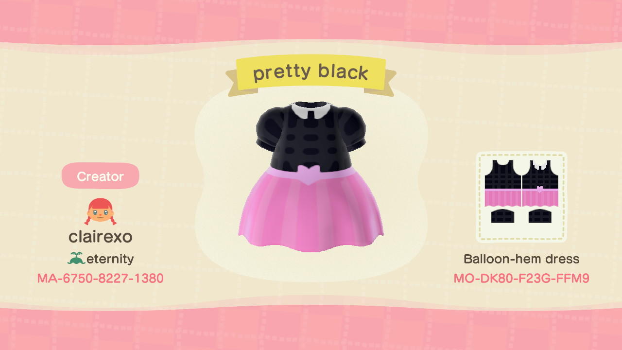 Animal Crossing Design Code: MO-DK80-F23G-FFM9 Pretty Black