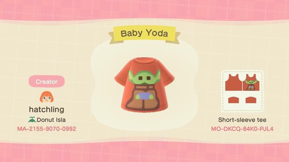 Animal Crossing Design Code: MO-DKCQ-84K0-PJL4 Baby Yoda T-Shirt