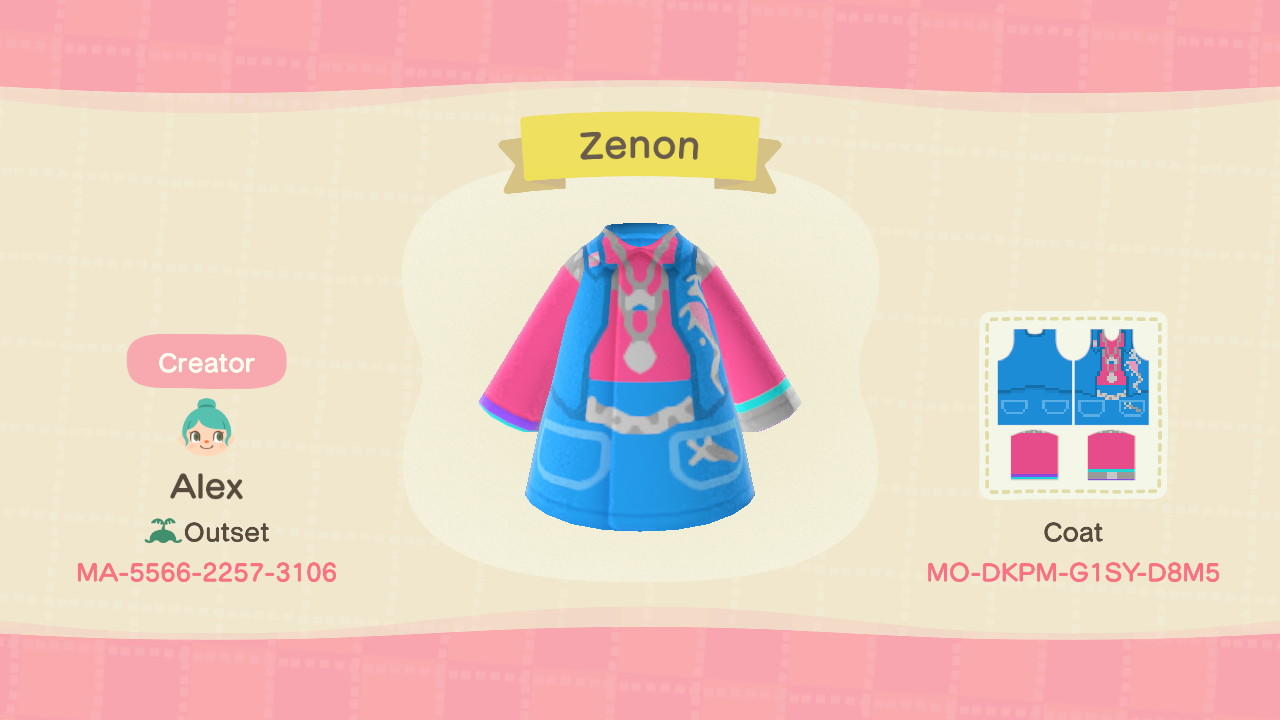 Animal Crossing Design Code: MO-DKPM-G1SY-D8M5 Zenon