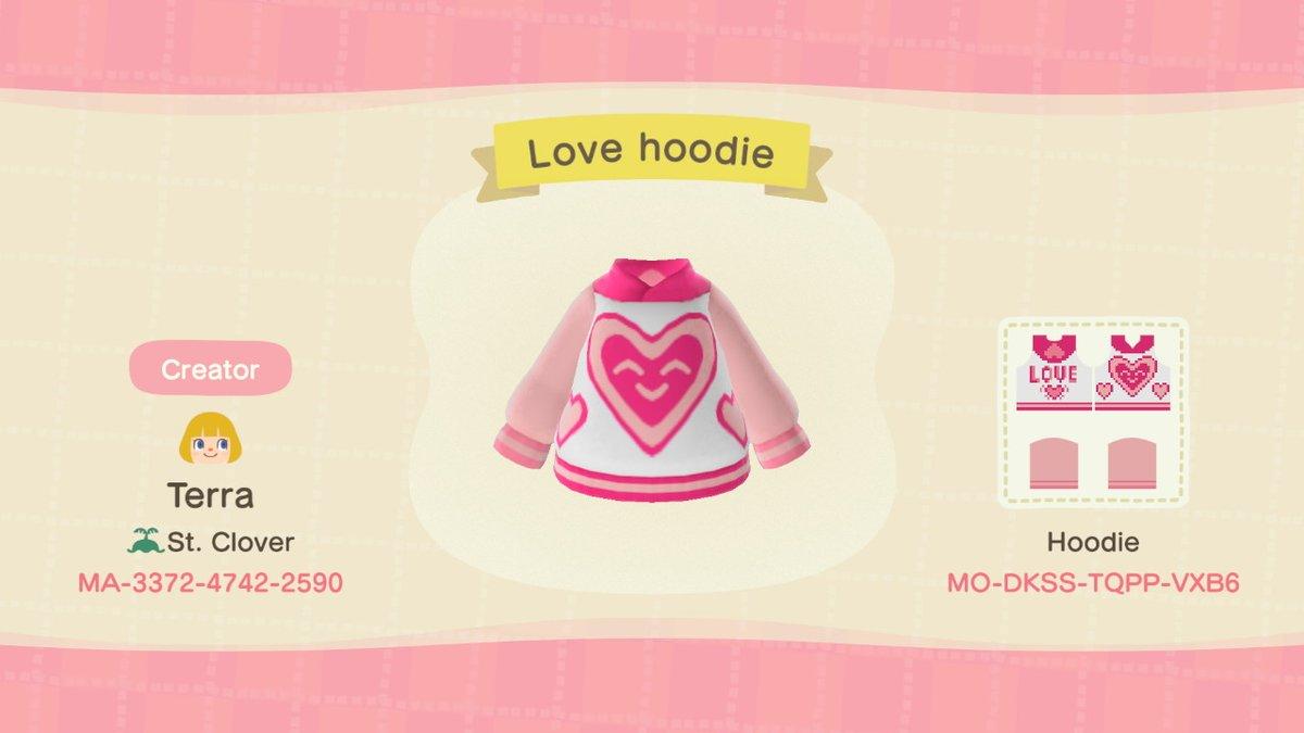Animal Crossing Design Code: MO-DKSS-TQPP-VXB6 Love Hoodie