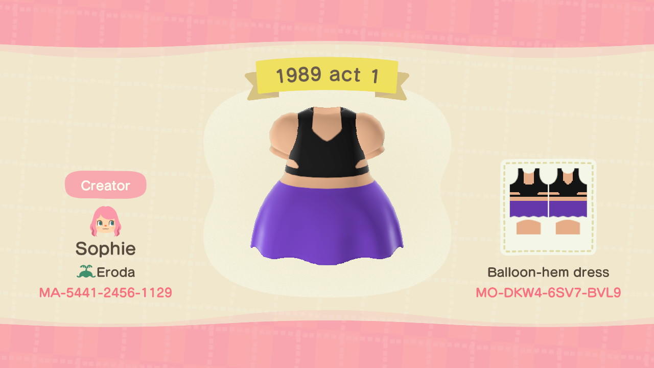 Animal Crossing Design Code: MO-DKW4-6SV7-BVL9 1989 Act 1