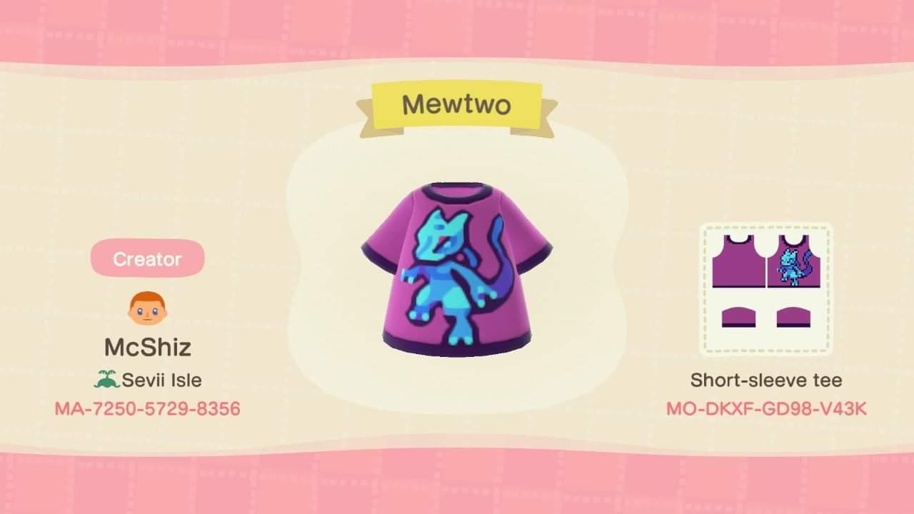 Animal Crossing Design Code: MO-DKXF-GD98-V43K Mewtwo shirt