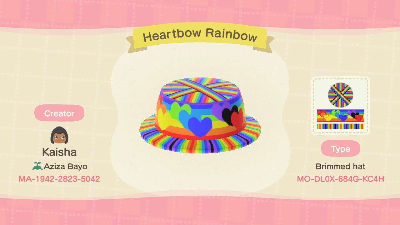Animal Crossing Design Code: MO-DL0X-684G-KC4H Heartbow Rainbow