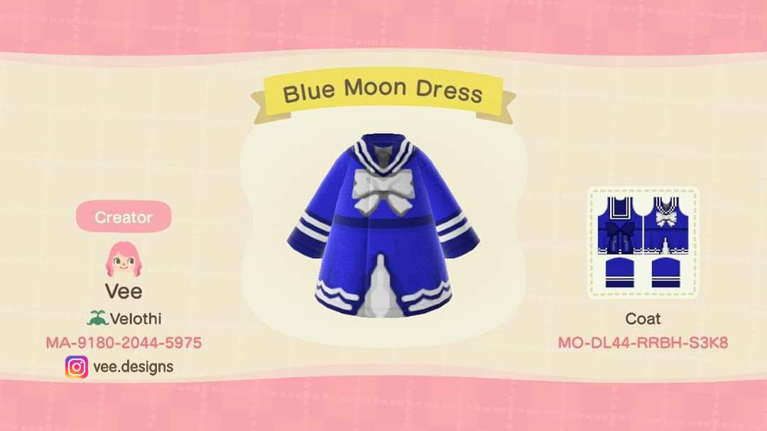 Animal Crossing Design Code: MO-DL44-RRBH-S3K8 Blue Moon Dress