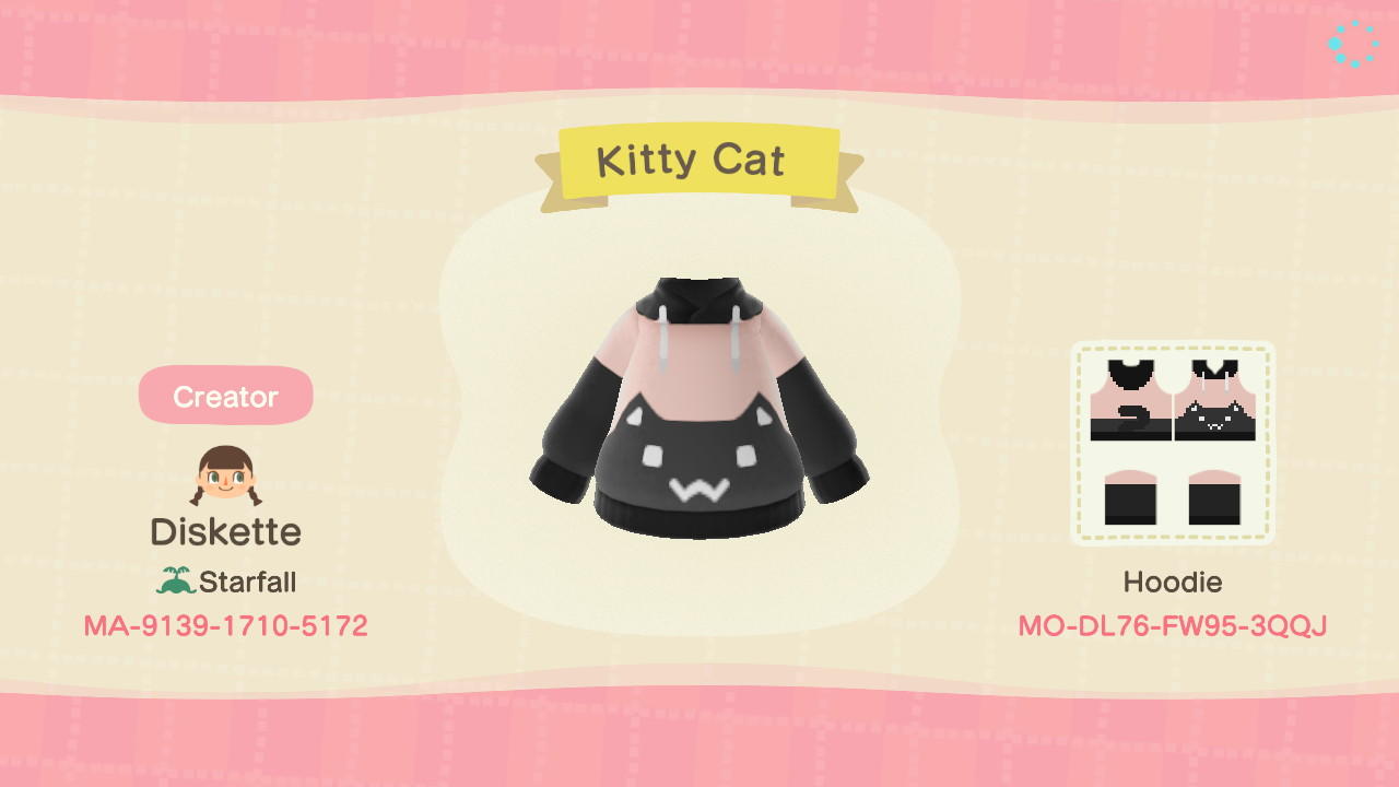 Animal Crossing Design Code: MO-DL76-FW95-3QQJ Kitty Cat