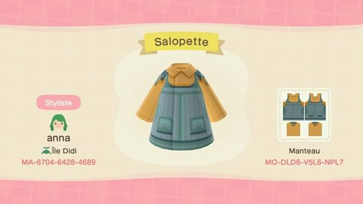 Animal Crossing Design Code: MO-DLD6-V5L6-NPL7 Salopette