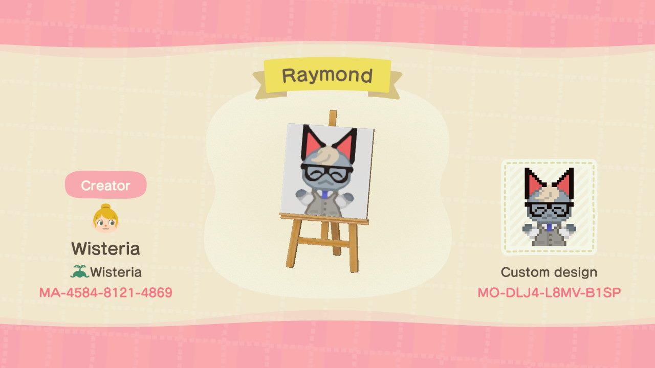 Animal Crossing Design Code: MO-DLJ4-L8MV-B1SP Raymond