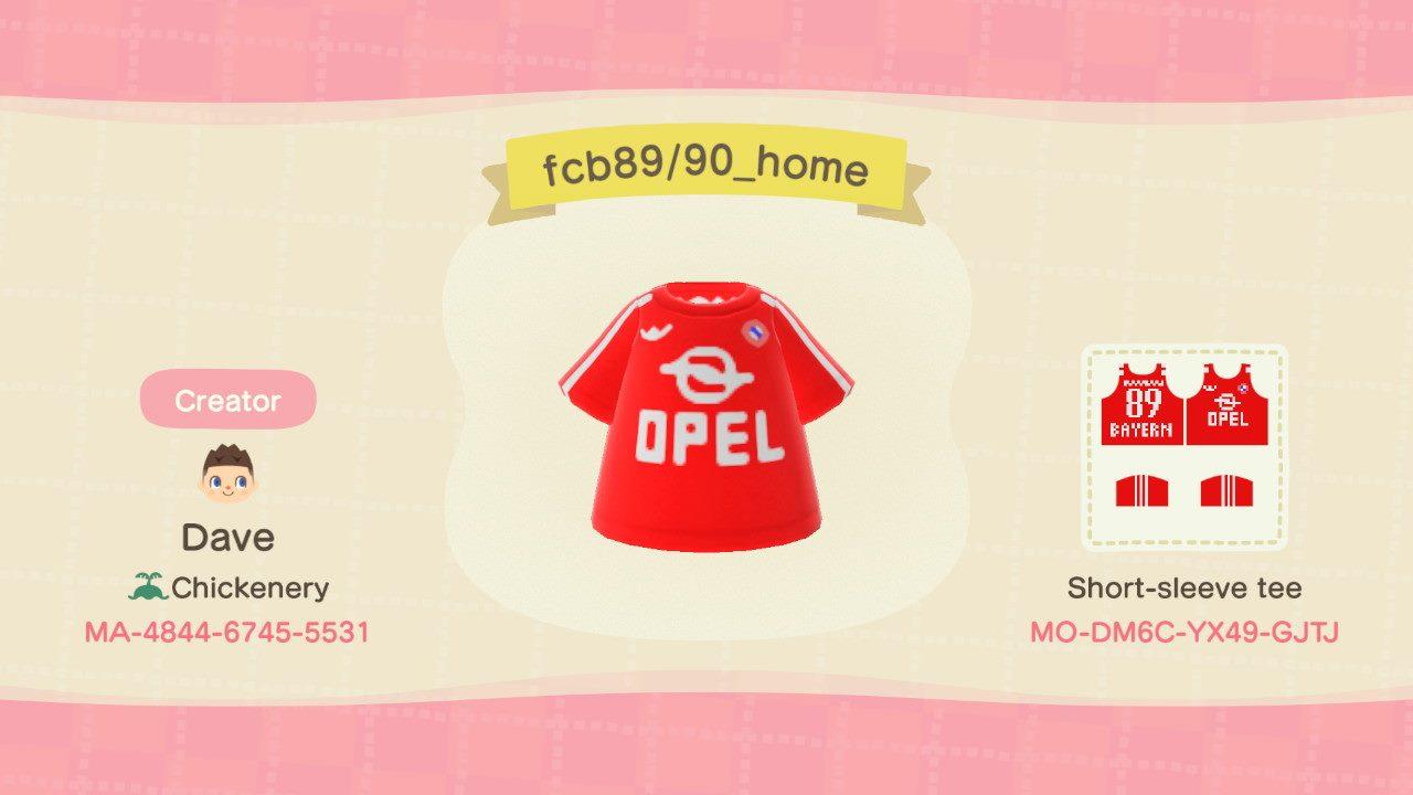 Animal Crossing Design Code: MO-DM6C-YX49-GJTJ FC Bayern 89/90 Home