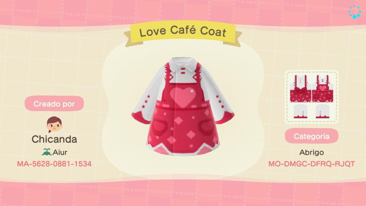 Animal Crossing Design Code: MO-DMGC-DFRQ-RJQT Love Café Coat