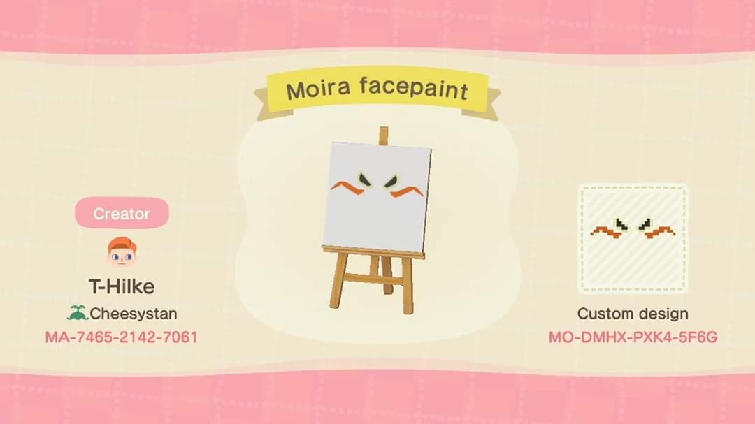 Animal Crossing Design Code: MO-DMHX-PXK4-5F6G Moira facepaint
