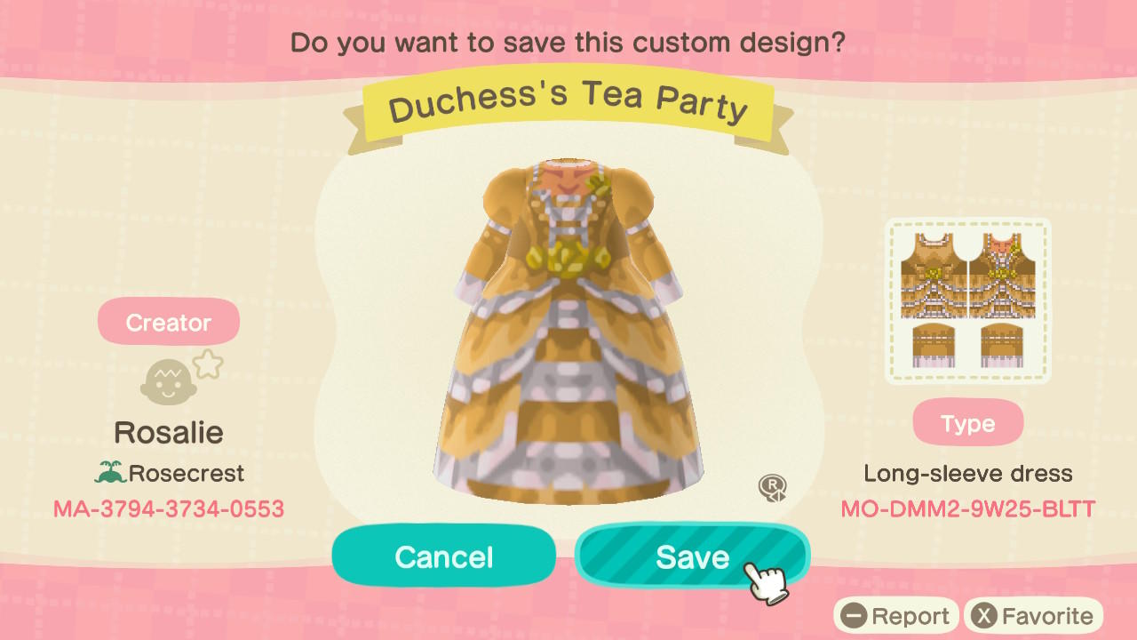 Animal Crossing Design Code: MO-DMM2-9W25-BLTT Duchess’ Tea Party