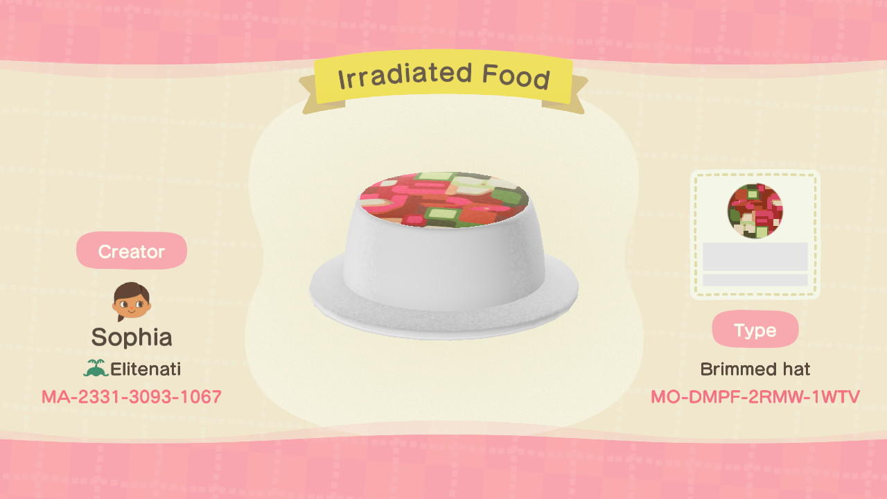 Animal Crossing Design Code: MO-DMPF-2RMW-1WTV Irradiated Food