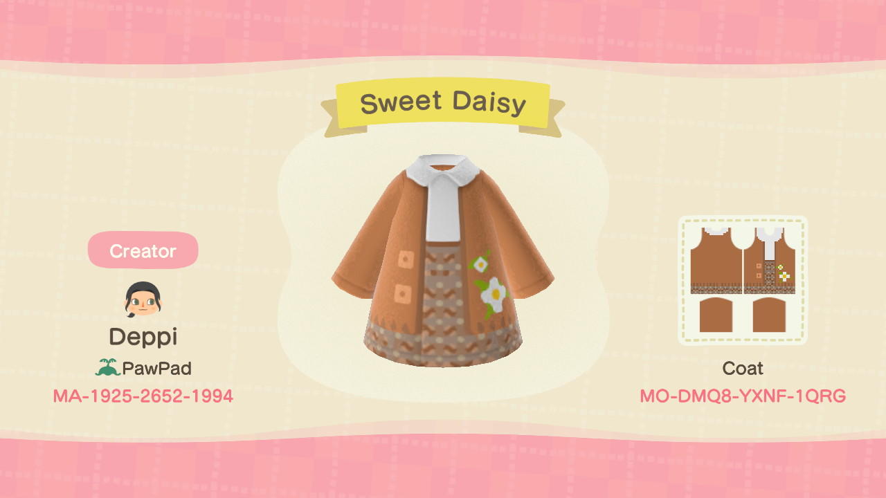 Animal Crossing Design Code: MO-DMQ8-YXNF-1QRG Sweet Daisy