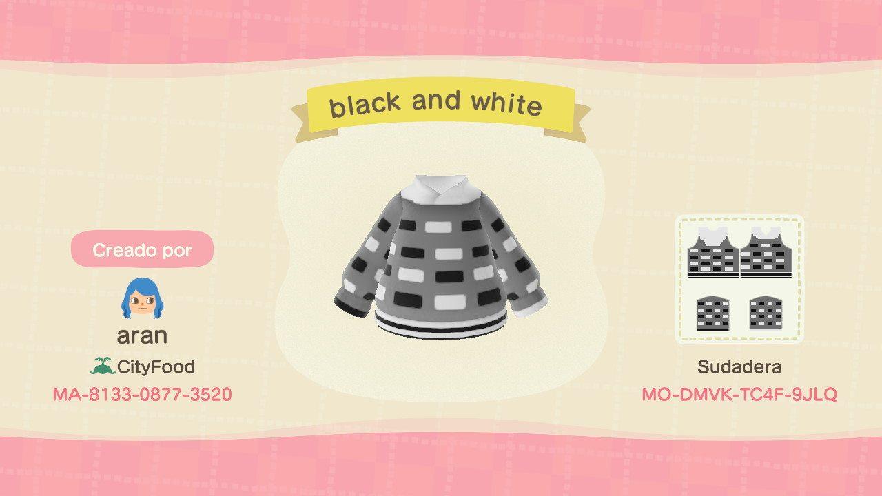 Animal Crossing Design Code: MO-DMVK-TC4F-9JLQ black and white