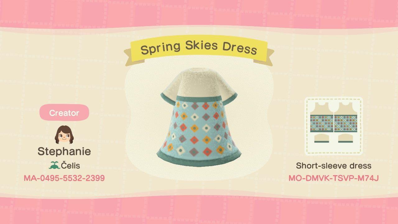 Animal Crossing Design Code: MO-DMVK-TSVP-M74J Spring Skies Dress