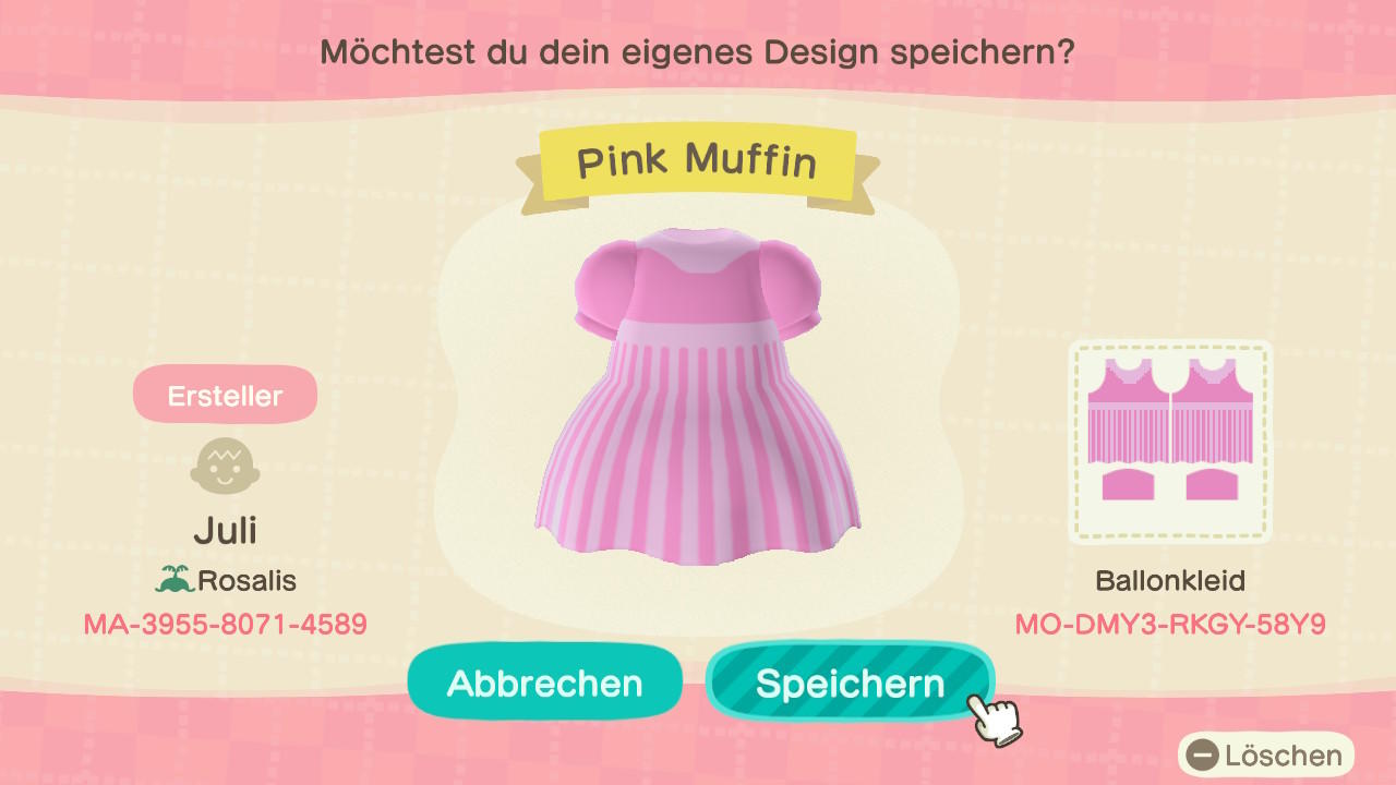 Animal Crossing Design Code: MO-DMY3-RKGY-58Y9 Pink Muffin