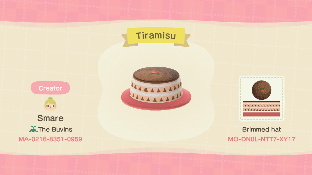 Animal Crossing Design Code: MO-DN0L-NTT7-XY17 Tiramisu