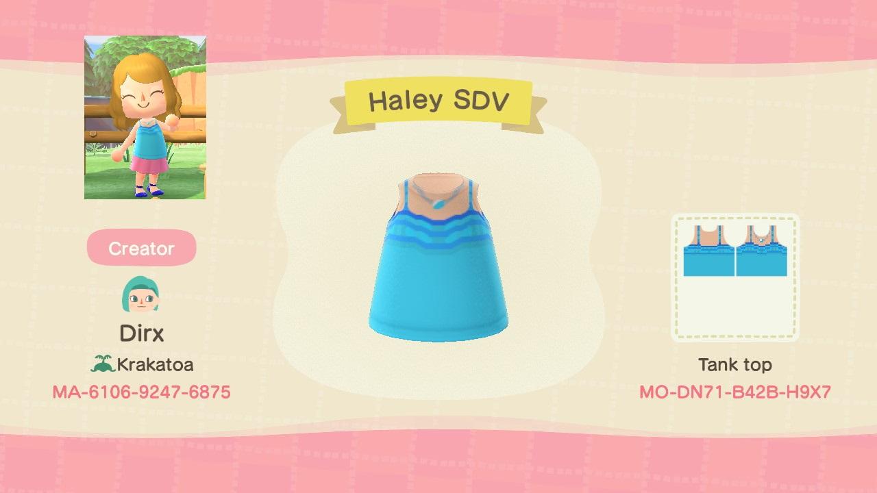 Animal Crossing Design Code: MO-DN71-B42B-H9X7 Haley Stardew Valley