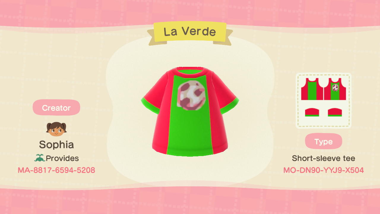 Animal Crossing Design Code: MO-DN90-YYJ9-X504 La Verde