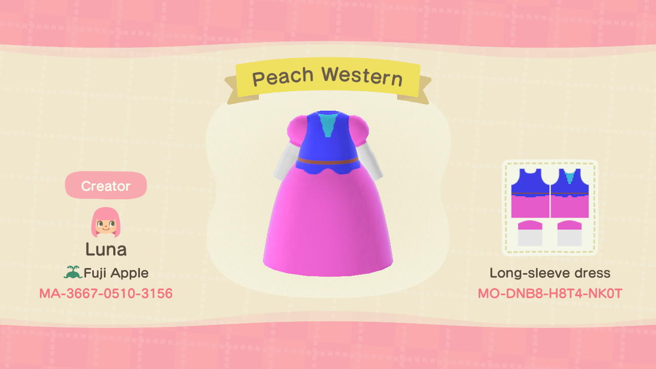 Animal Crossing Design Code: MO-DNB8-H8T4-NK0T Peach Western