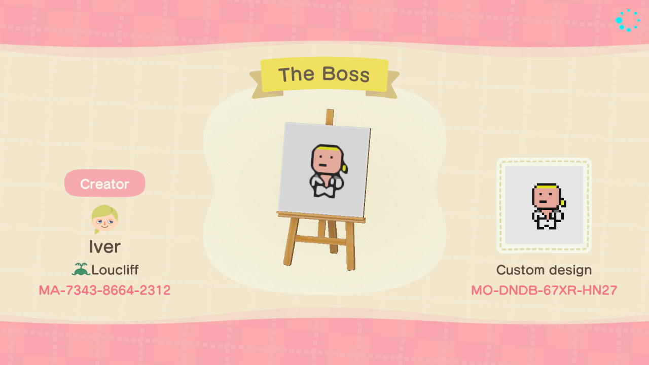 Animal Crossing Design Code: MO-DNDB-67XR-HN27 The Boss