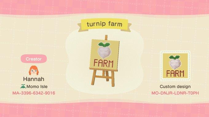 Animal Crossing Design Code: MO-DNJR-LDNR-T0PH turnip farm