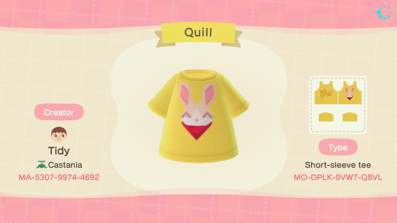 Animal Crossing Design Code: MO-DPLK-0VW7-Q8VL Quill