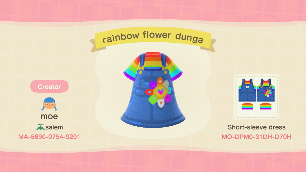 Animal Crossing Design Code: MO-DPM0-31DH-D70H Rainbow Flower Dunga