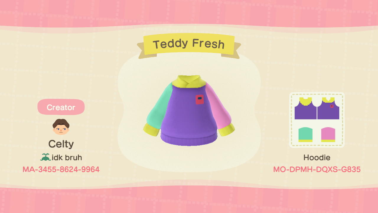 Animal Crossing Design Code: MO-DPMH-DQXS-G835 Teddy Fresh pastel