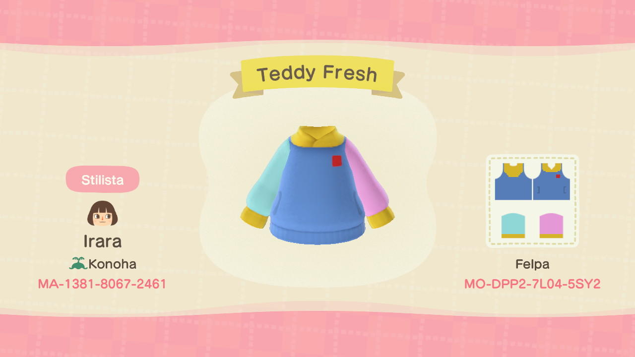 Animal Crossing Design Code: MO-DPP2-TL04-5SY2 Teddy Fresh