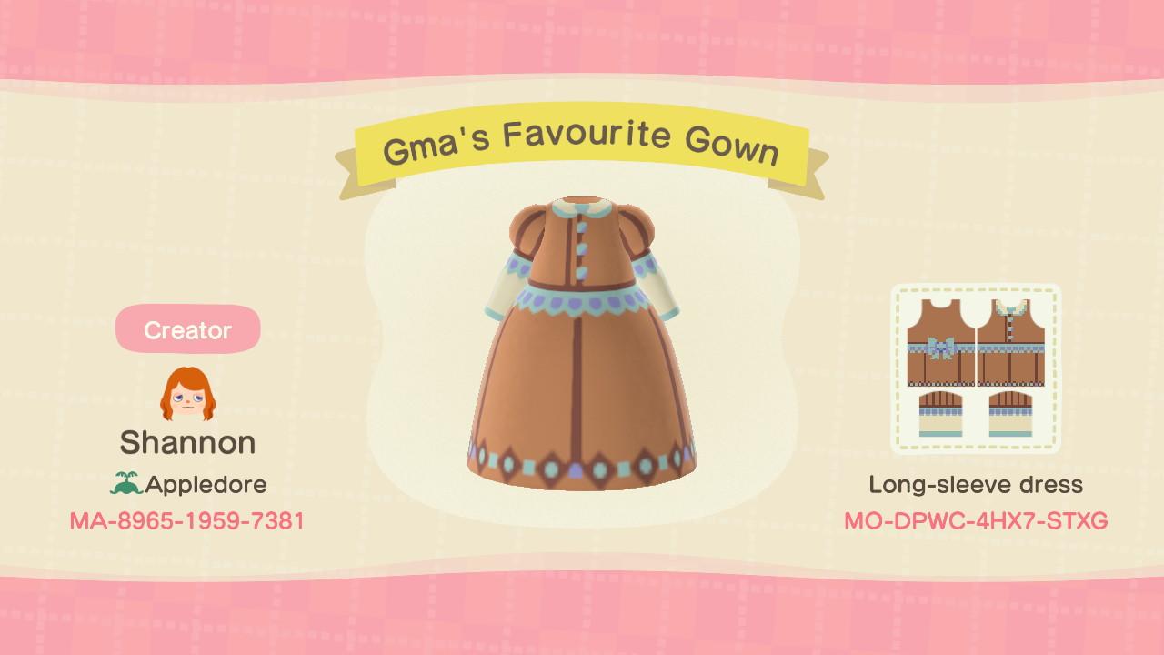 Animal Crossing Design Code: MO-DPWC-4HX7-STXG Gmas Favourite Gown