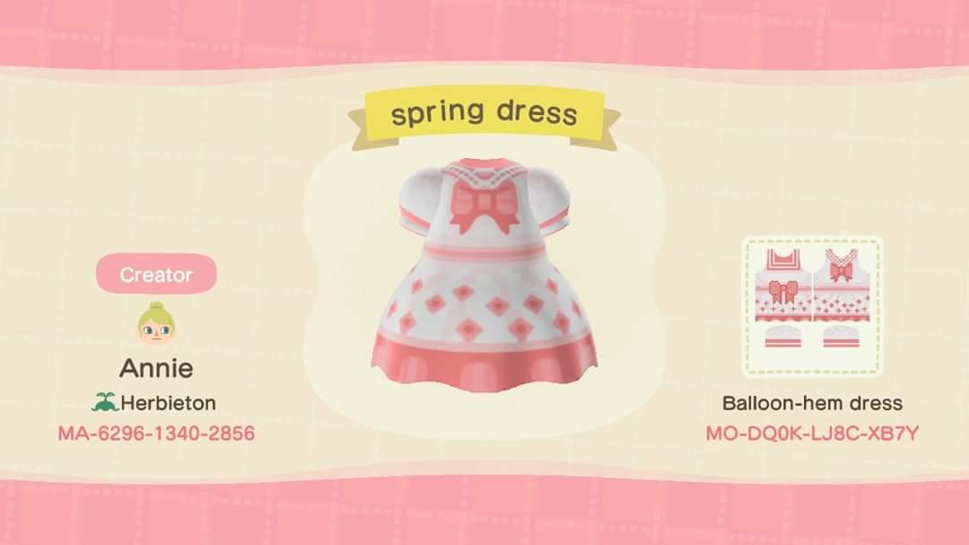 Animal Crossing Design Code: MO-DQ0K-LJ8C-XB7Y spring dress