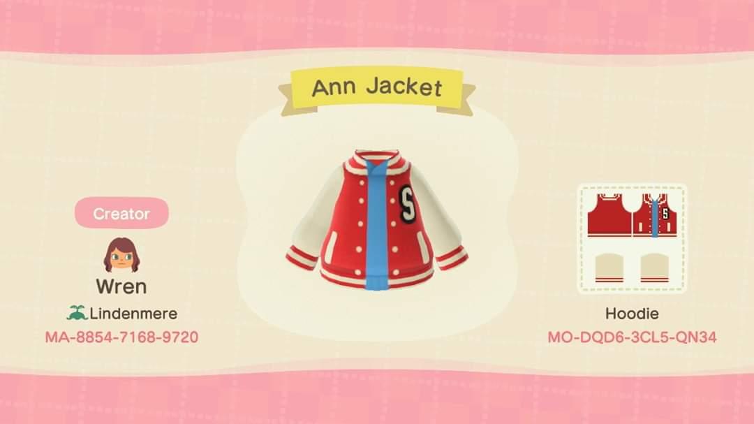 Animal Crossing Design Code: MO-DQD6-3CL5-QN34 Persona 5 Ann Jacket