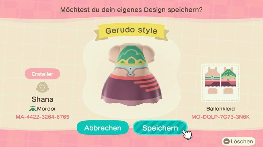 Animal Crossing Design Code: MO-DQLP-7G73-3N6K Gerudo Style